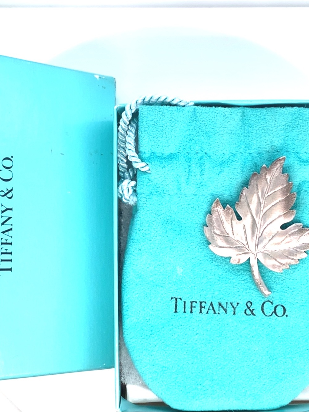 Tiffany & Co. Vintage Maple Leaf Brooch with Tiffany Blue Pouch & Box